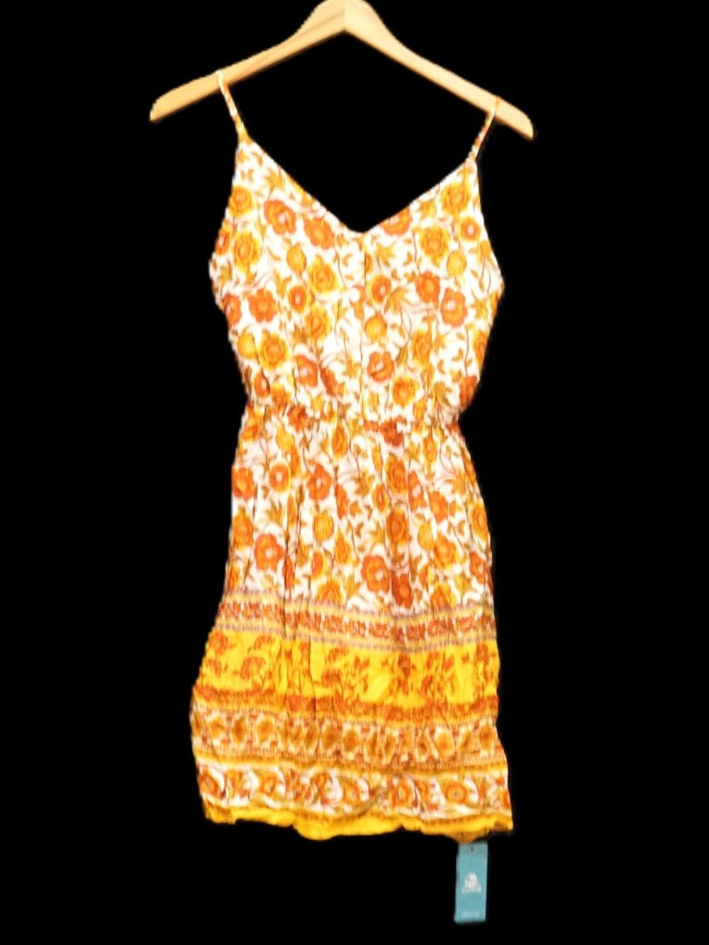 CupShe Dress.  Sun Dress.  Yellow and Red Floral Print.  Mini A Line Skirt.  But